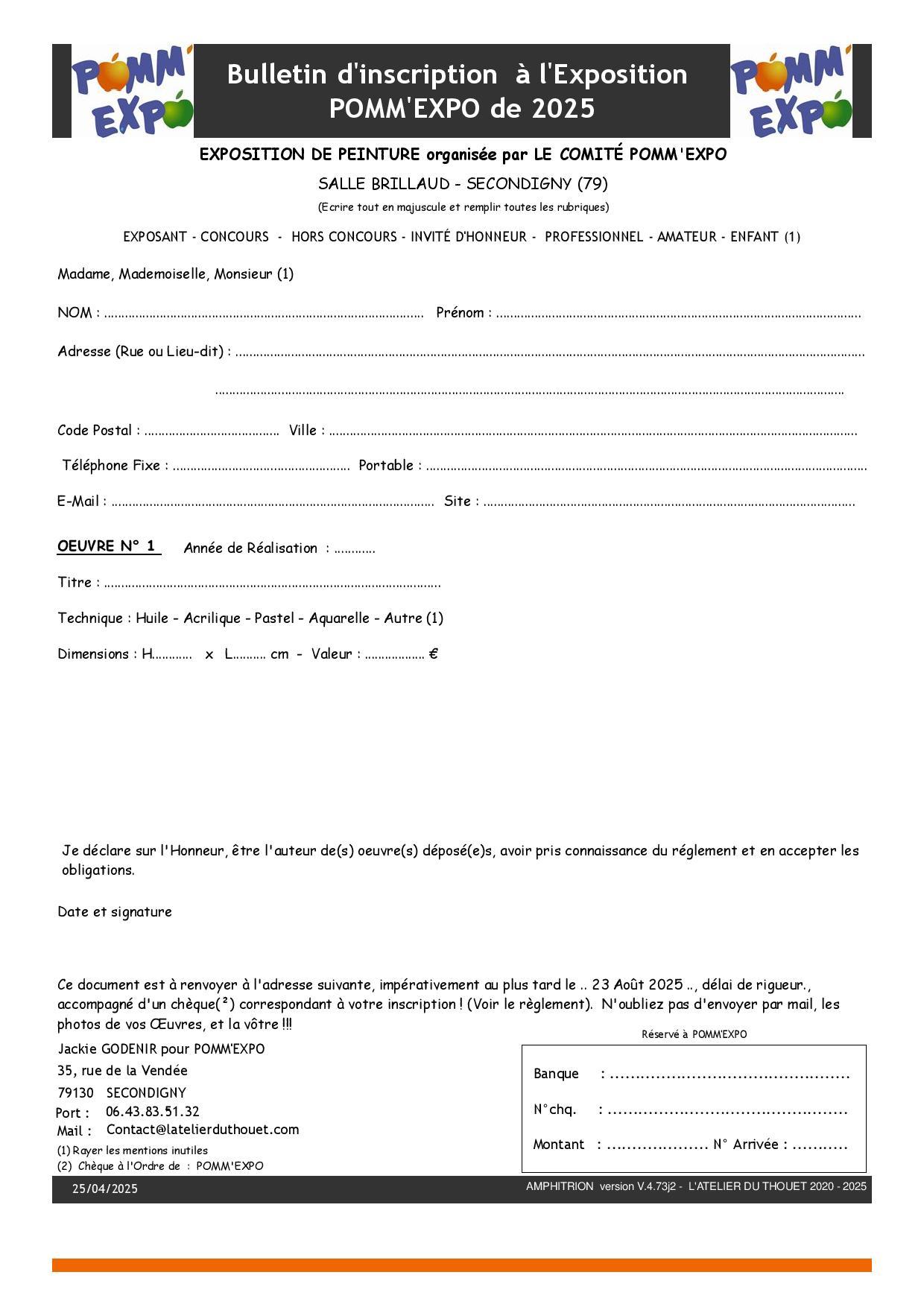 Bulletin d inscription 2025